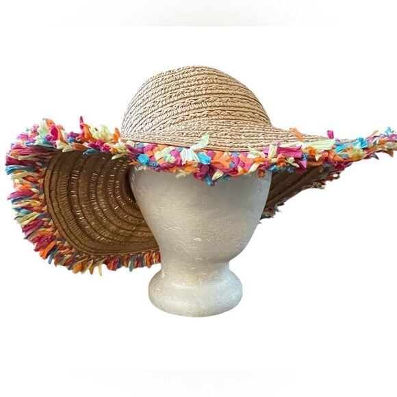 BETSEY JOHNSON STRAW SUN HAT OS - Picture 1 of 7